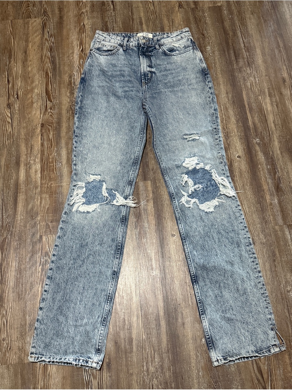 We The Free My Own Lane Distressed Jeans Women's 28 High Rise Denim in Acid Wash